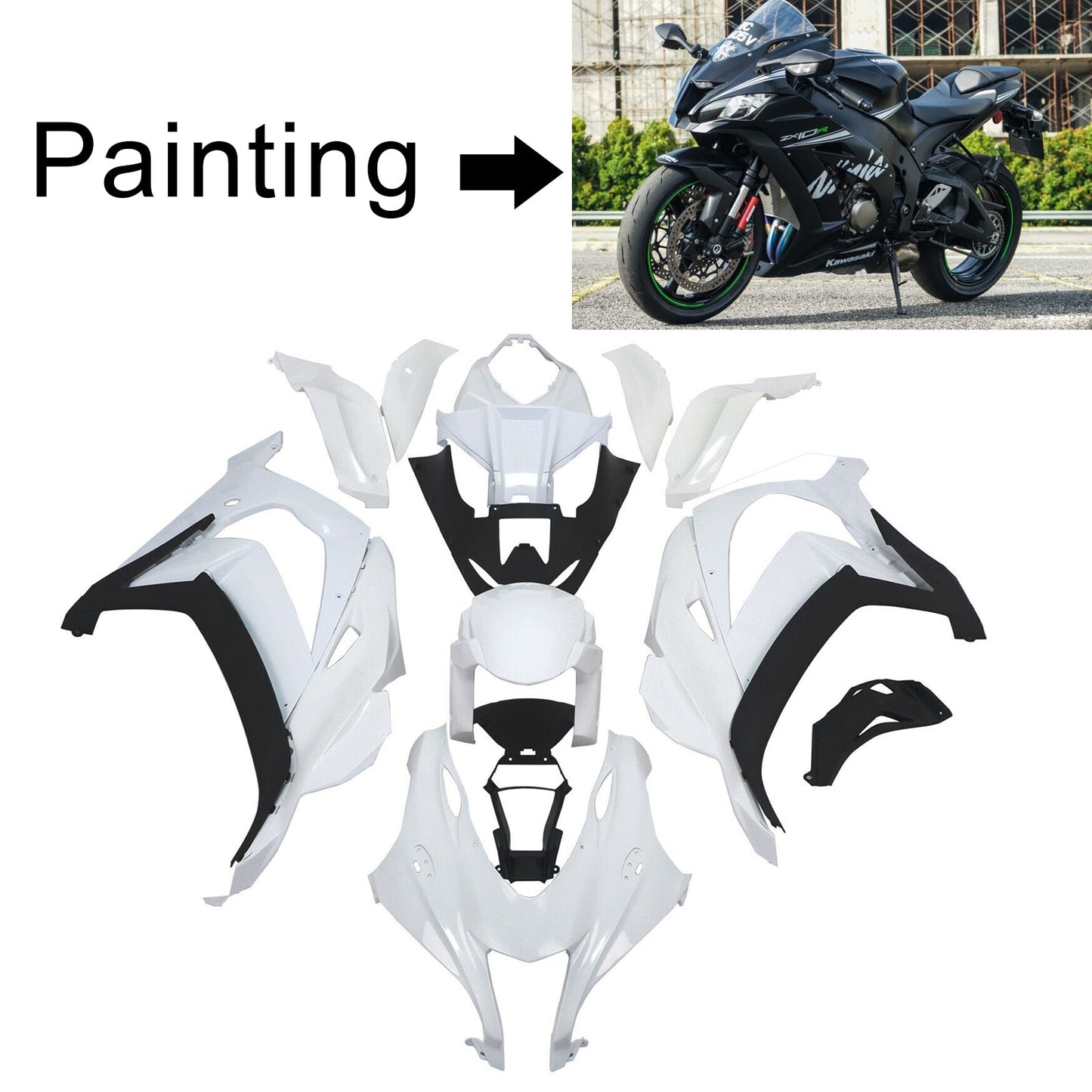 Amotopart Kawasaki ZX10R 2016-2020 Kit de carénage Corps Plastique