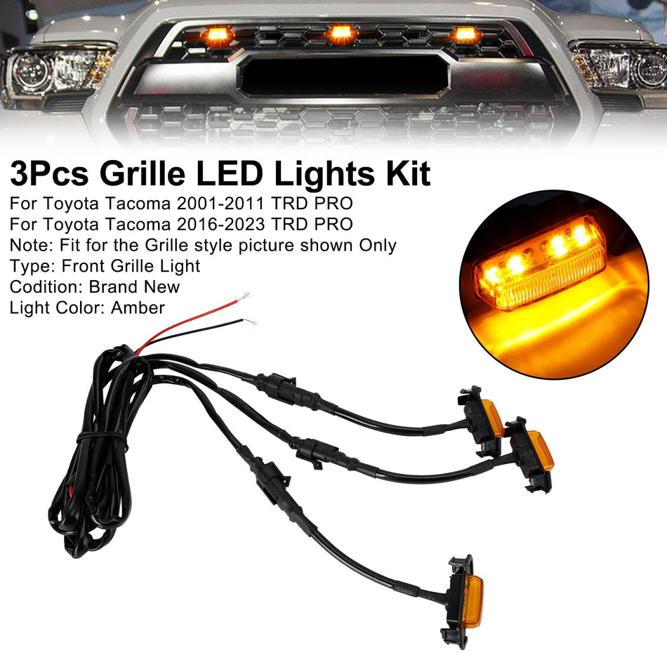 2001-2011 2016-2023 Toyota Tacoma TRD PRO 3 STüCKE Frontsto?stange Haubengrill LED-Leuchten