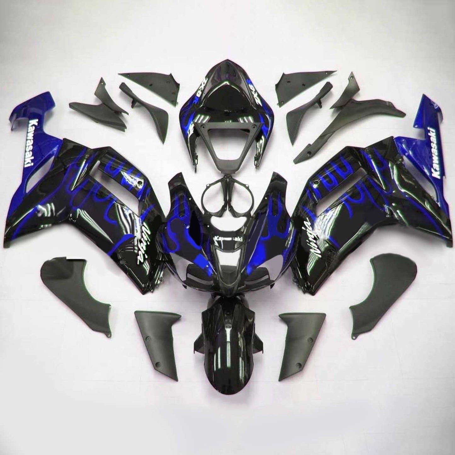 Amotopart Kawasaki 2007-2008 ZX6R 636 Noir avec kit de déclenchement Blue Line