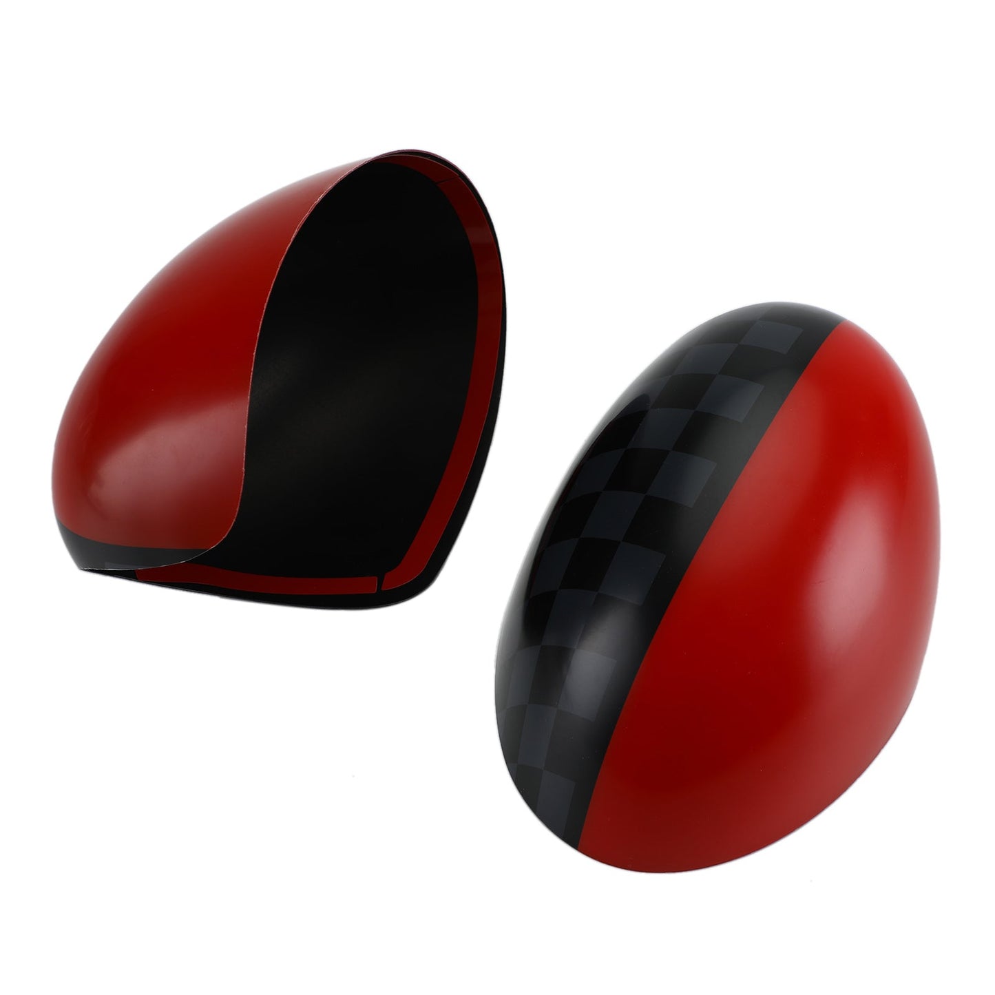 2 coques de rétroviseurs rouges à carreaux gris noir pour Mini Cooper R55 R56 R57.