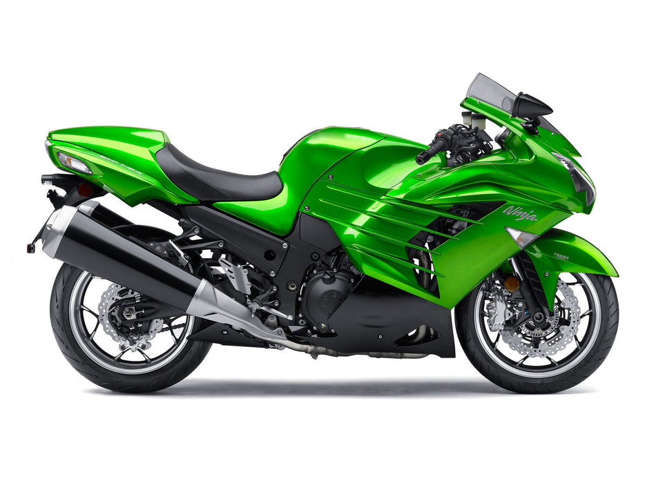Amotopart Kawasaki ZX14R ZZR1400 2012-2022 Green mit Sliver Logos Abzugskit