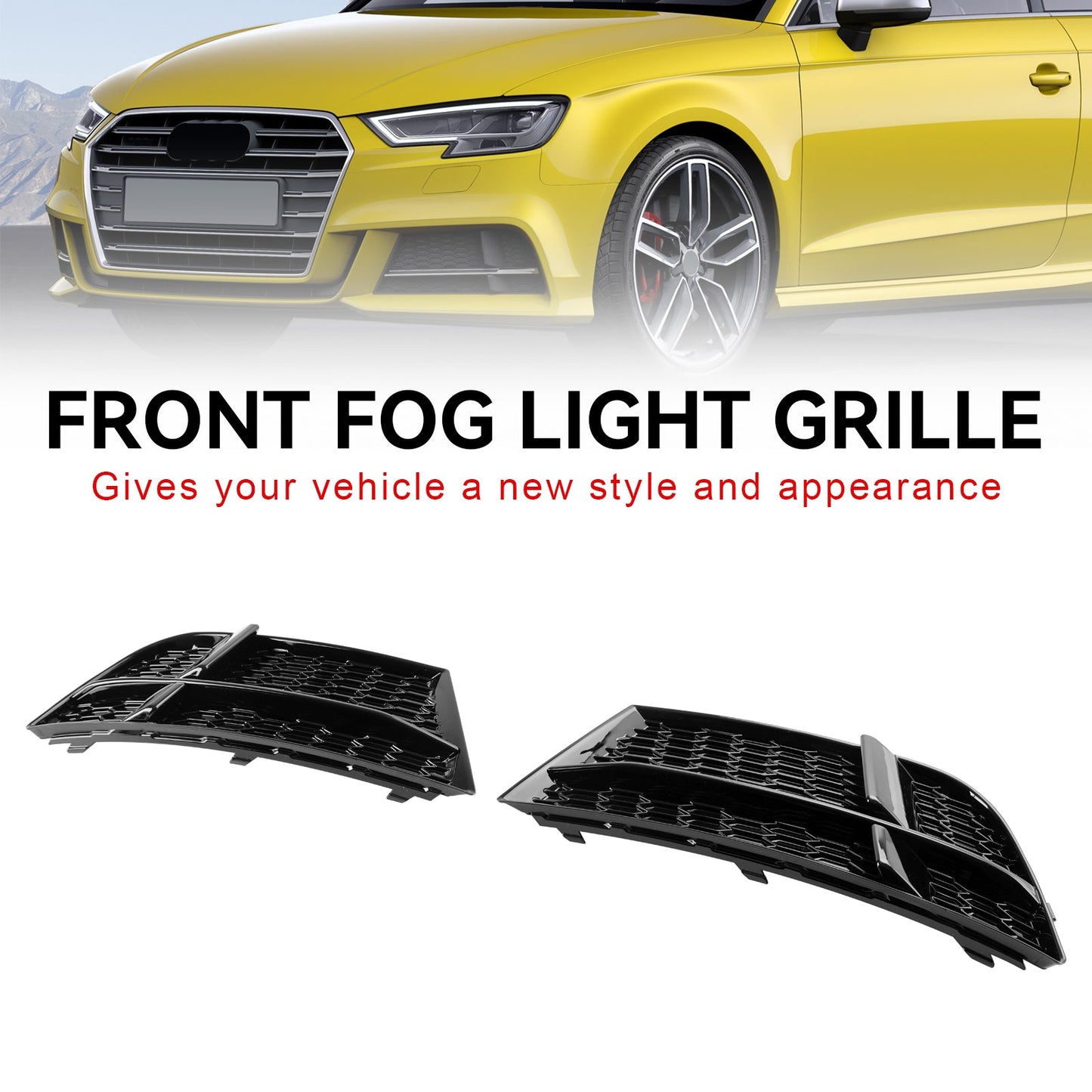 Nebelscheinwerfer-Abdeckung, Blende, Grill, passend für Audi A3 8V S-Line 2017–2019