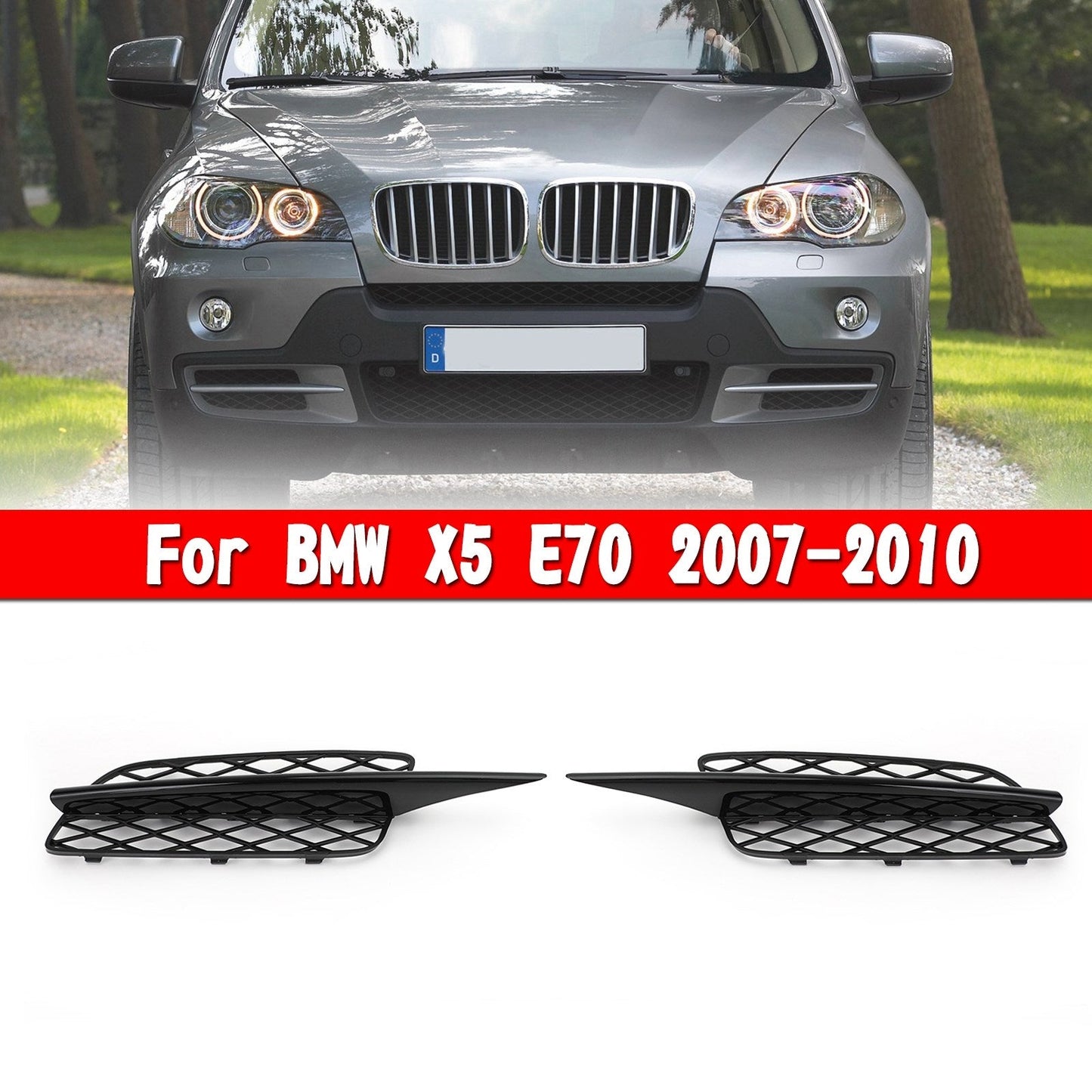 Paar Frontstoßstange Nebelscheinwerfer Grillgitter Passend für BMW X5 E70 2007–2010