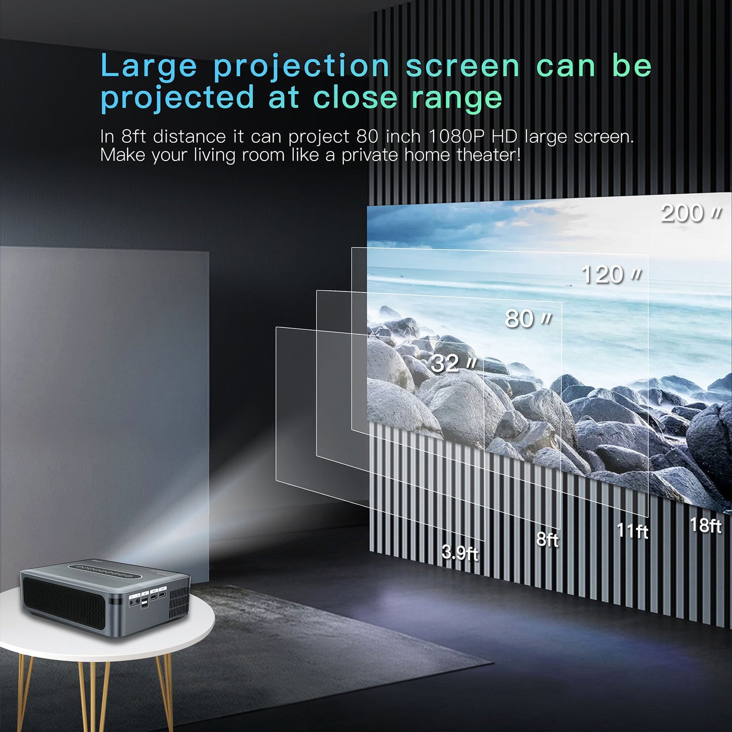 Ultra HD 8K Decoding Projection 1080p Android Movie Projector Home Telefon Laptops