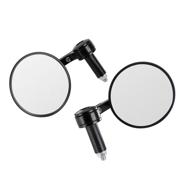 Paar 22 mm Custom Lenkerenden Spiegel blendfrei 4 Zoll rund schwarz Billet-Qualität