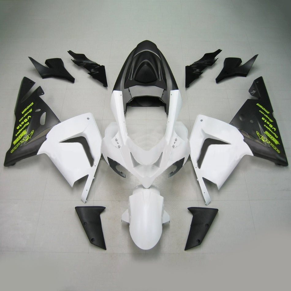 Amotopart Kawasaki 2004-2005 ZX10R Noir Blanc avec kit de vente logos jaunes