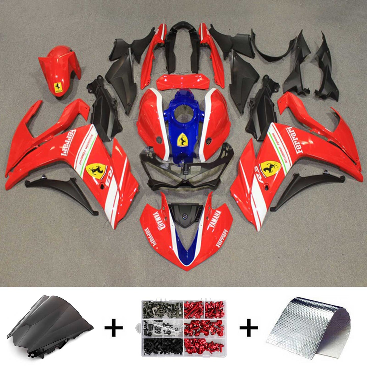 Amotopart-Verkaufskit Yamaha 2014-2018 YZF R3 & 2015-2017 YZF R25 Blaues Redverrückungs-Kit