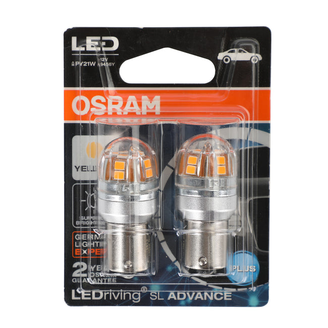 2x pour ampoules auxiliaires de voiture OSRAM 9456Y LED PY21W 12V2.5W BAU15s