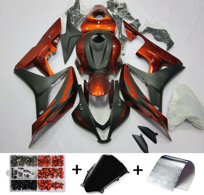 Amotopart 2007 2008 CBR600RR Honda Carénage Orange &amp; Noir Kit