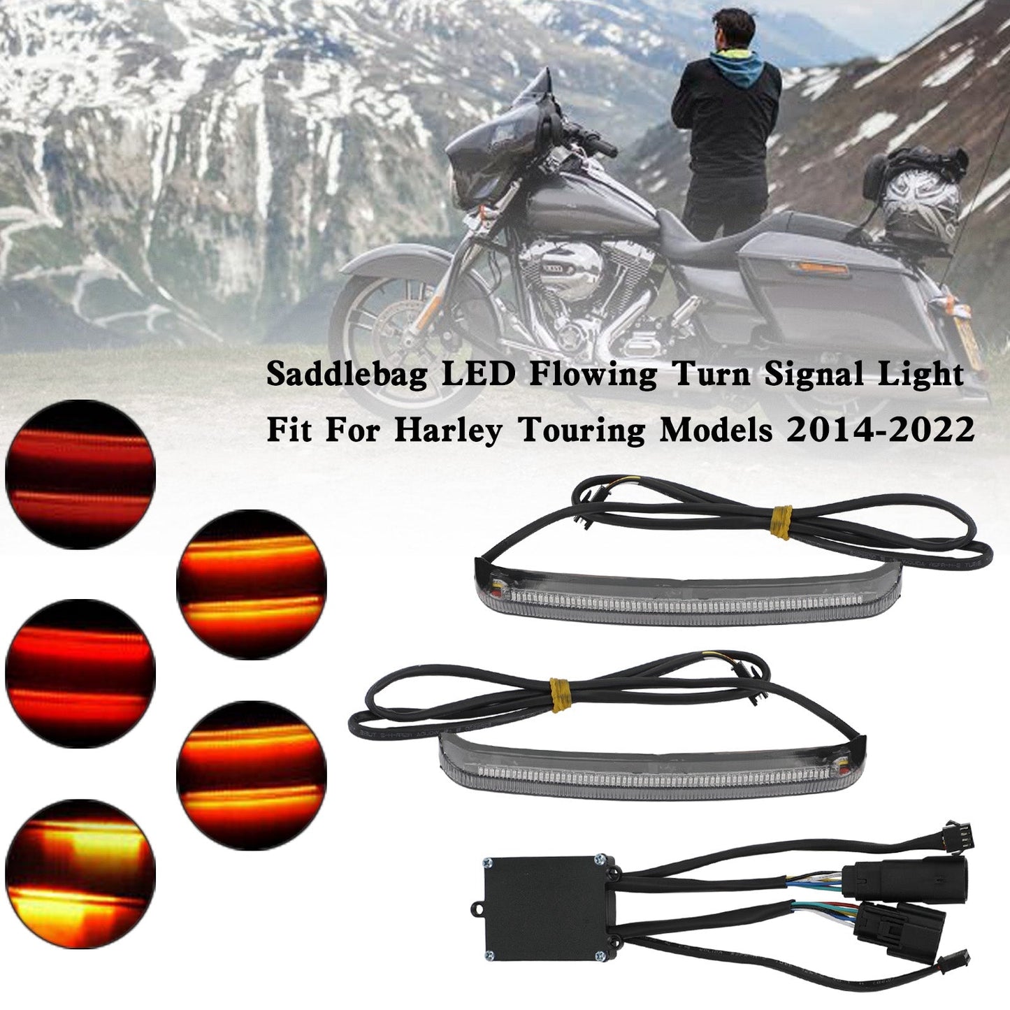 Road Glide FLHR CVO 2014-2022 Sacoche LED avec clignotant fluide