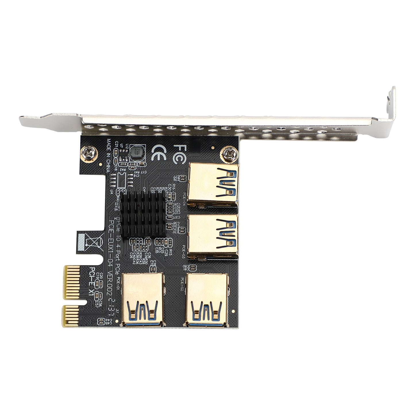 4 Ports PCIe Riser Adapter Board PCI E 1x to 4 USB 3.0 PCI E für Bitcoin Mining