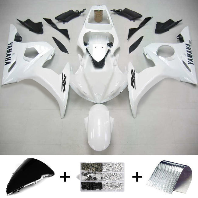 Amotopart Yamaha 2003-2004 YZF 600 R6 & 2006-2009 YZF R6S White Fairing Kit