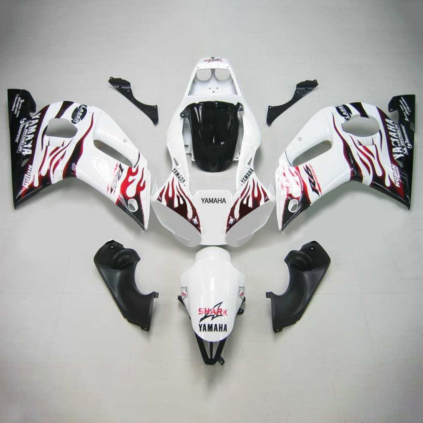 Amotopart Yamaha 1998-2002 YZF 600 R6 White Black Fire Feuers Kit