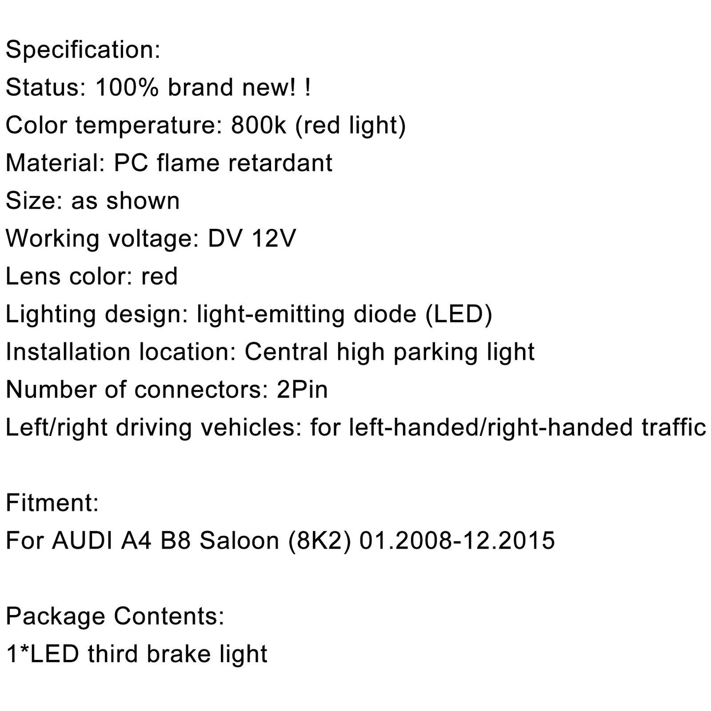 3 feu stop troisième feu stop 8K5945097 pour Audi A4 B8 berline 2008-2015