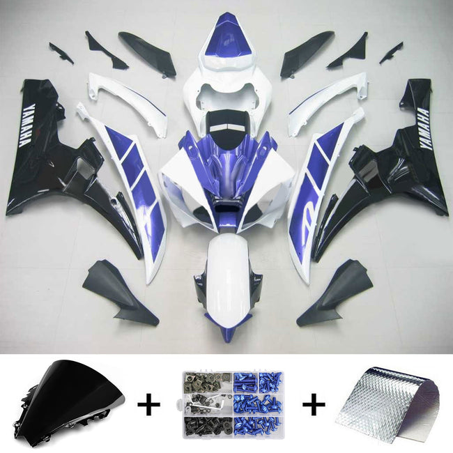 Amotopart Yamaha 2006-2007 YZF 600 R6 White Black Blue Fairing Kit