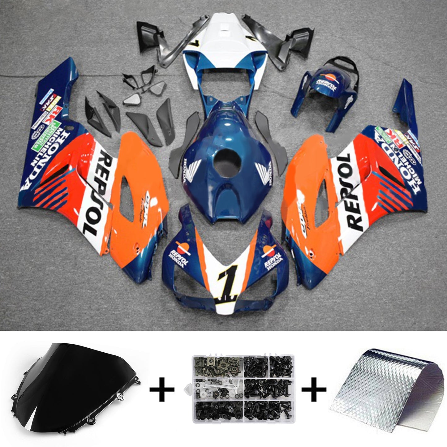 Amotopart Honda CBR1000RR 2004–2005 Verkleidungsset, Karosserie, Kunststoff, ABS