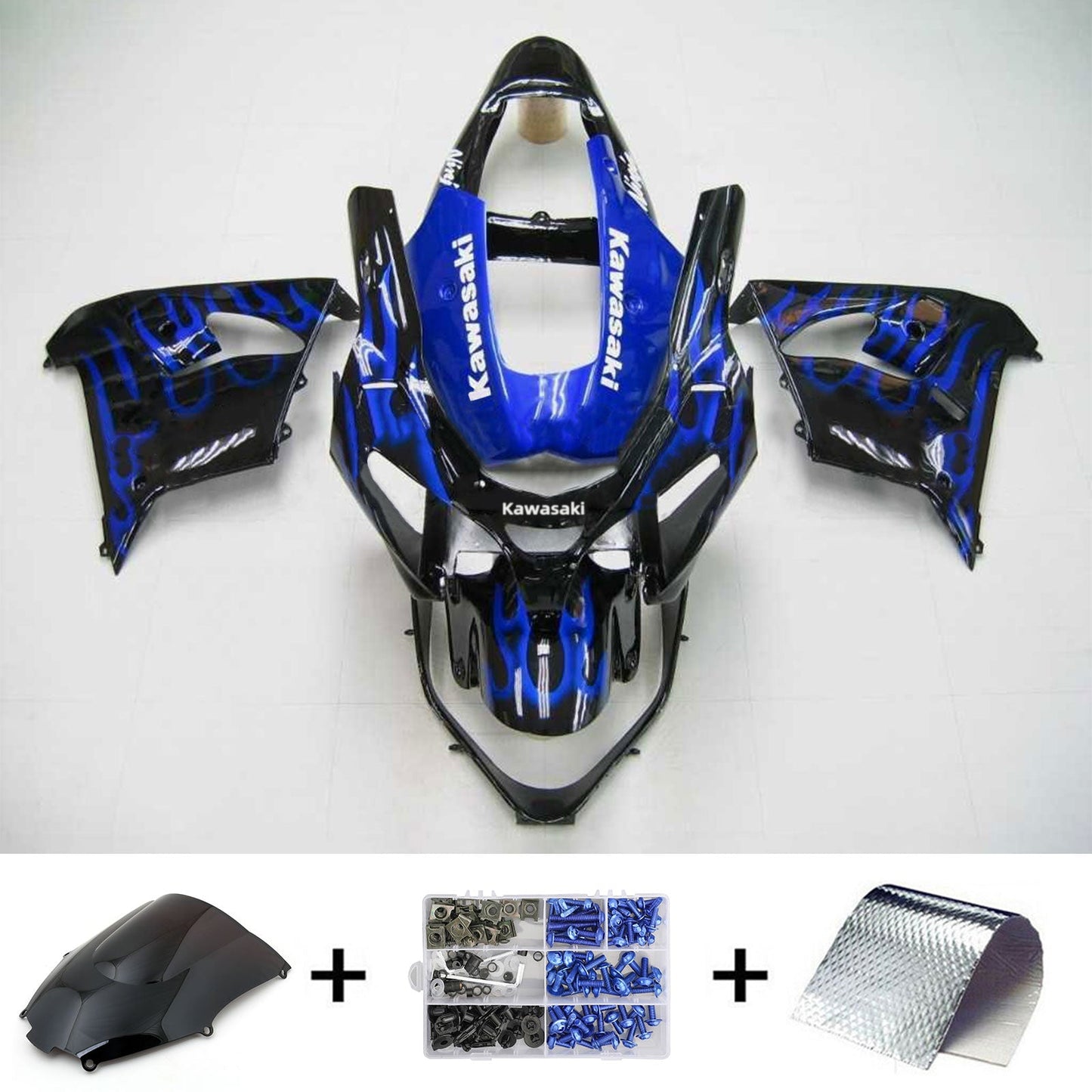 Amotopart Kawasaki 2002-2003 ZX9R Kit Déclencheur Mix Noir Bleu