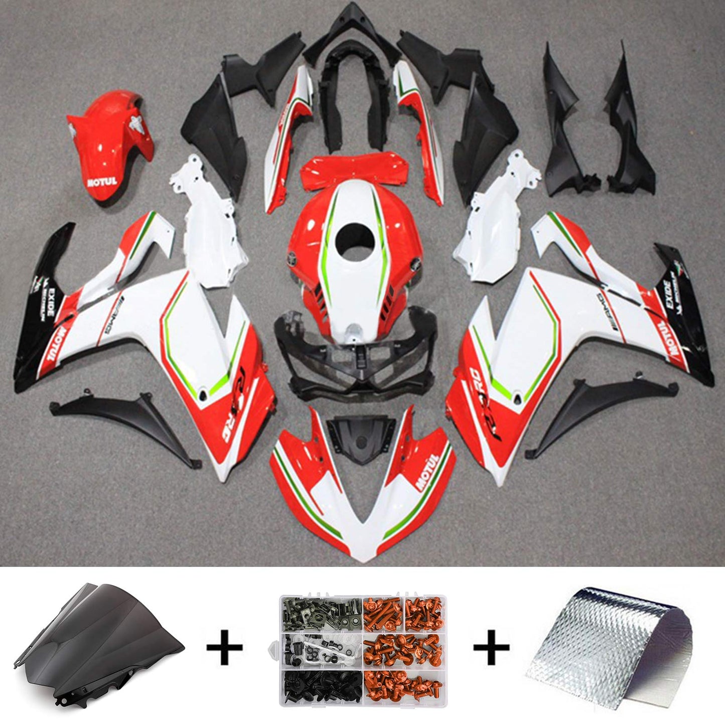 Amotopart-Verkaufskit Yamaha 2014-2018 YZF R3 & 2015-2017 YZF R25 White Red Fearing Kit