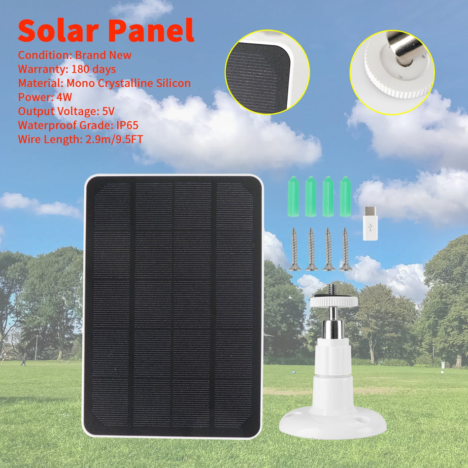 4W 5V Panneau Solaire Portable IP65 Imperméable Monocristallin pour Caméra de Sécurité