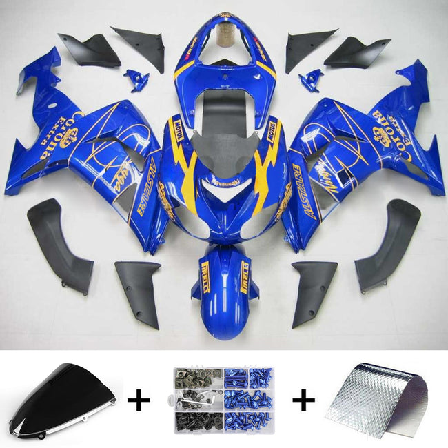 Amotopart Kawasaki ZX10R 2006-2007 Blaues Gelbverkleidungskit