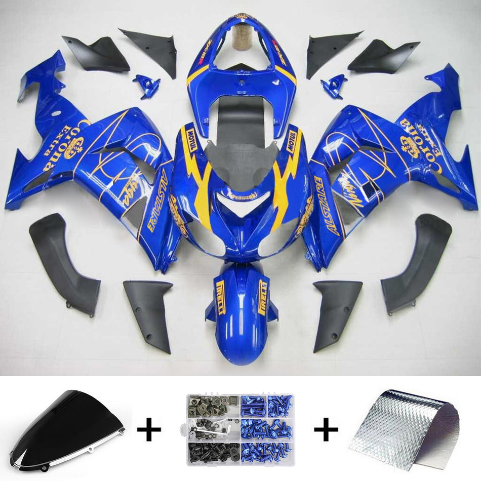 Amotopart Kawasaki ZX10R 2006-2007 Kit carénage bleu jaune