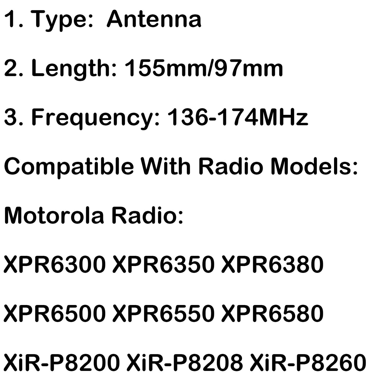 Pack de 5 antennes FM 136-174 MHz pour radio Motorola XIR-P8668 XIR-P8260 97 mm
