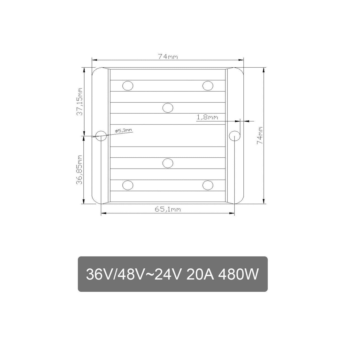 Module de régulateur de tension de convertisseur de tension cc/cc abaisseur 36V/48V à 24V 20A