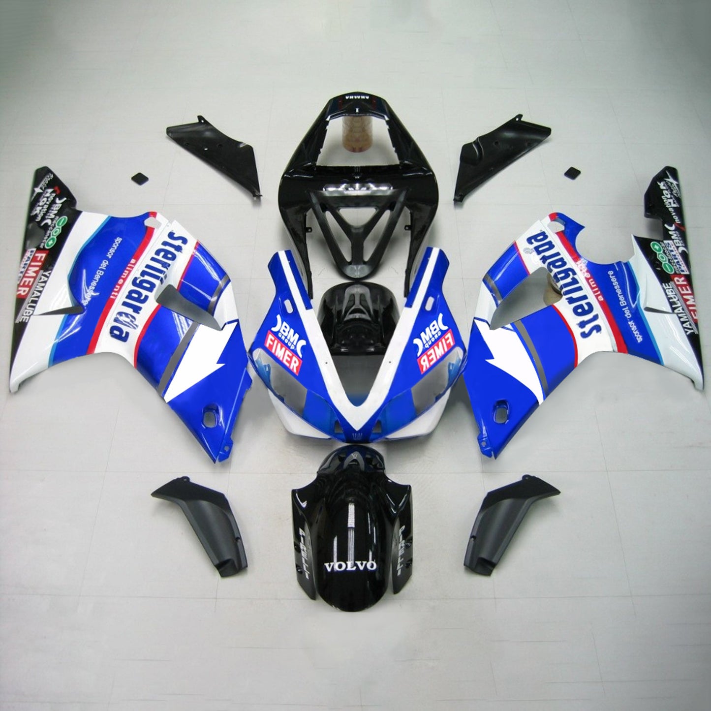 Amotopart Yamaha 2000-2001 YZF 1000 R1 Schwarz Blue White Fairing Kit