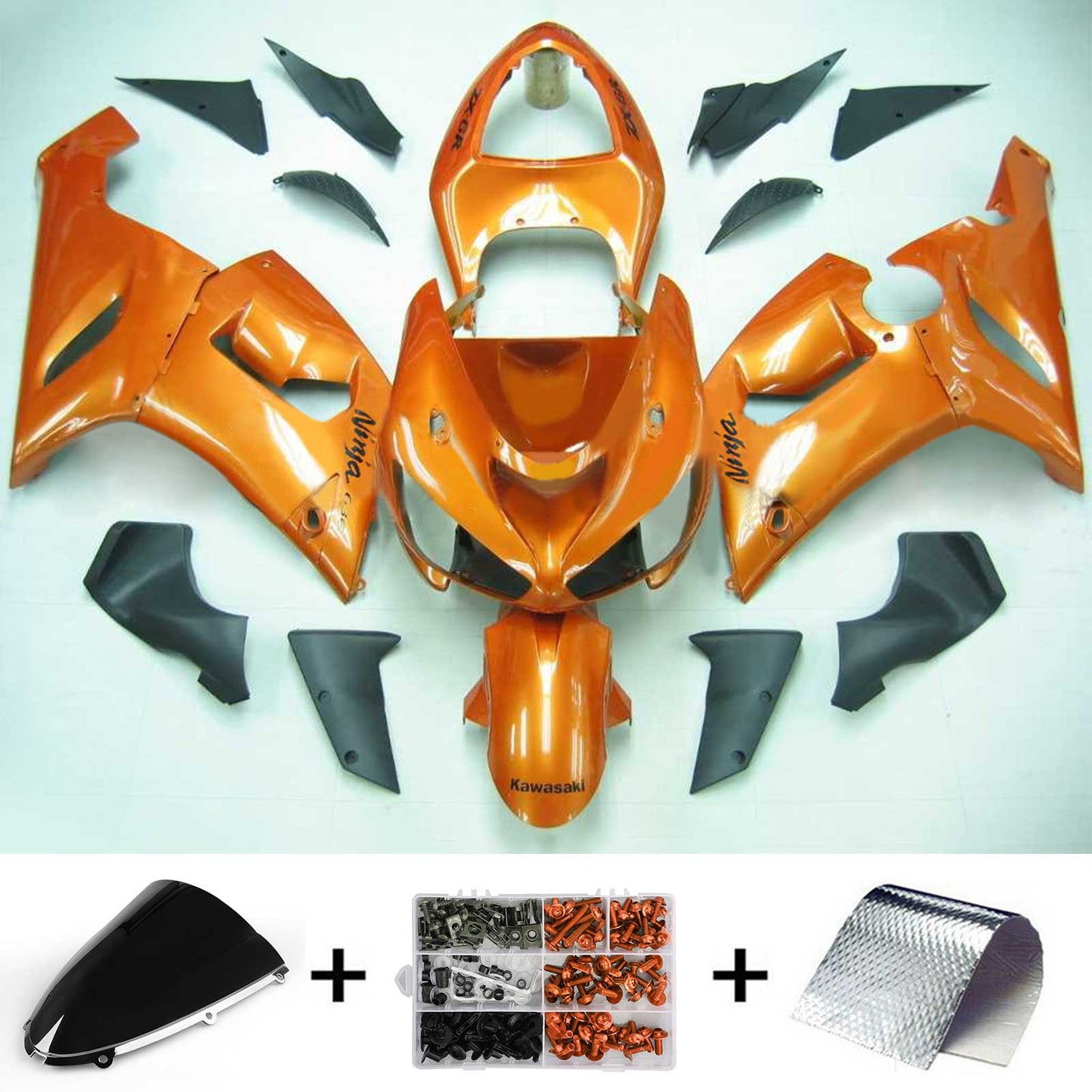 Amotopart Kawasaki 2005-2006 ZX6R 636 Orangenverkleidungskit