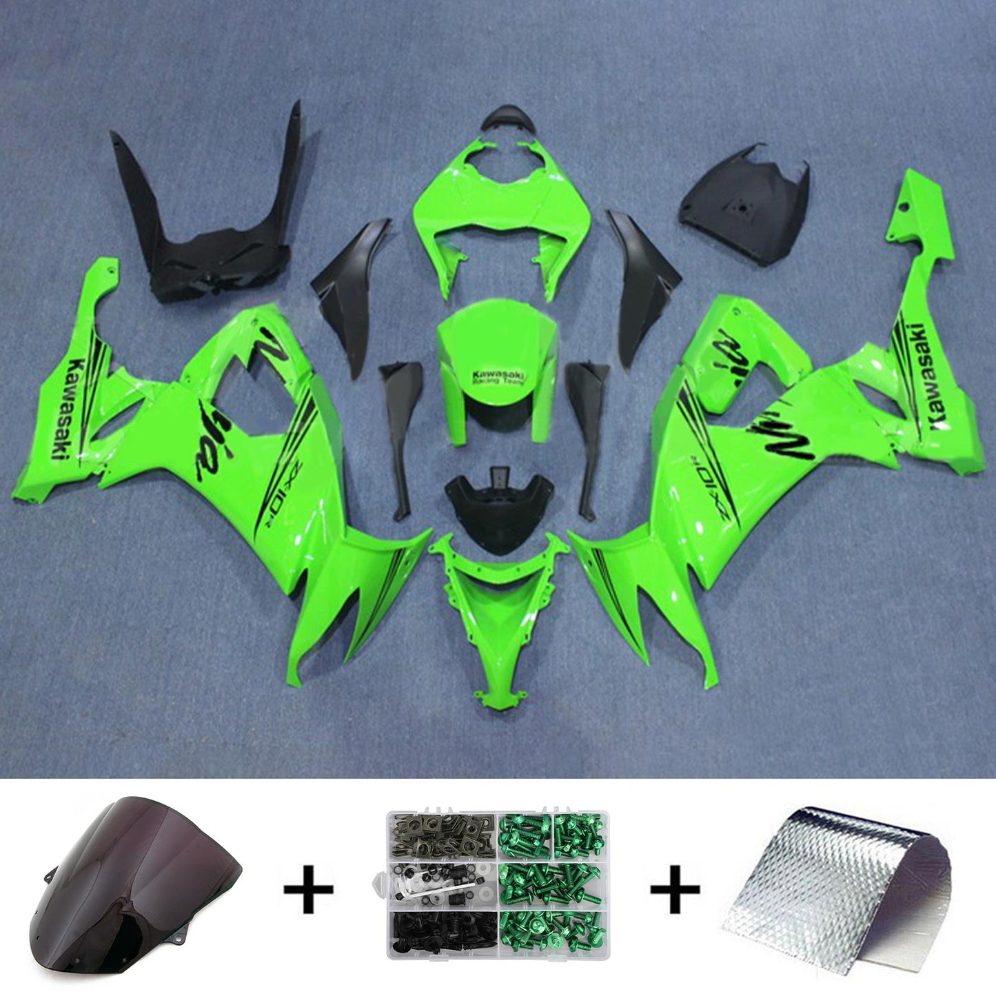 Amotopart Verkleidungsset für Kawasaki ZX10R 2008–2010, Karosserie, Kunststoff, ABS