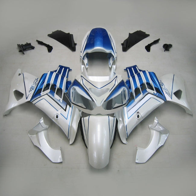 Amotopart Kawasaki 2012-2021 ZX14R Kit de carénage blanc bleu