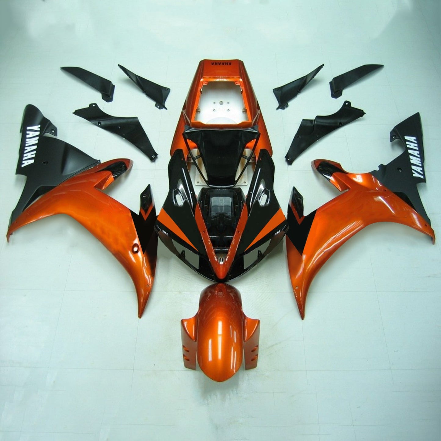 Amotopart Yamaha 2002-2003 YZF 1000 R1 Orange mit Schwarzverkleidungskit