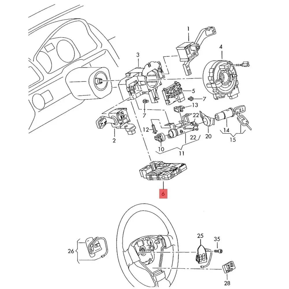 2009–2011 VW Caddy Lenkradmodul Multifunktions-Tempomat 1K0953549CH
