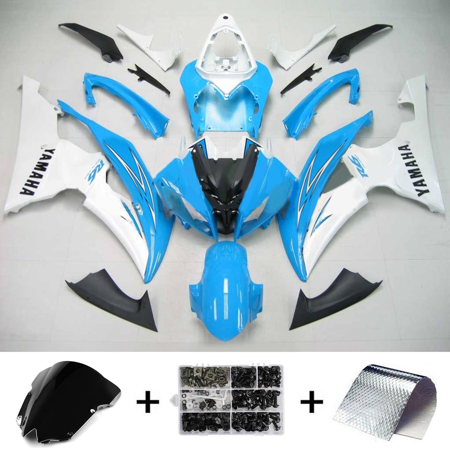 Amotopart Yamaha 2008-2016 YZF 600 R6 Blue White Abzugskit