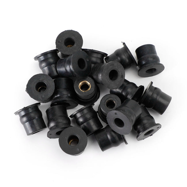 20 Stück M6-Gummi-Nutmuttern für Windschutzscheibe und Verkleidung, 6-mm-Nutmuttern, passend für 13-mm-Loch