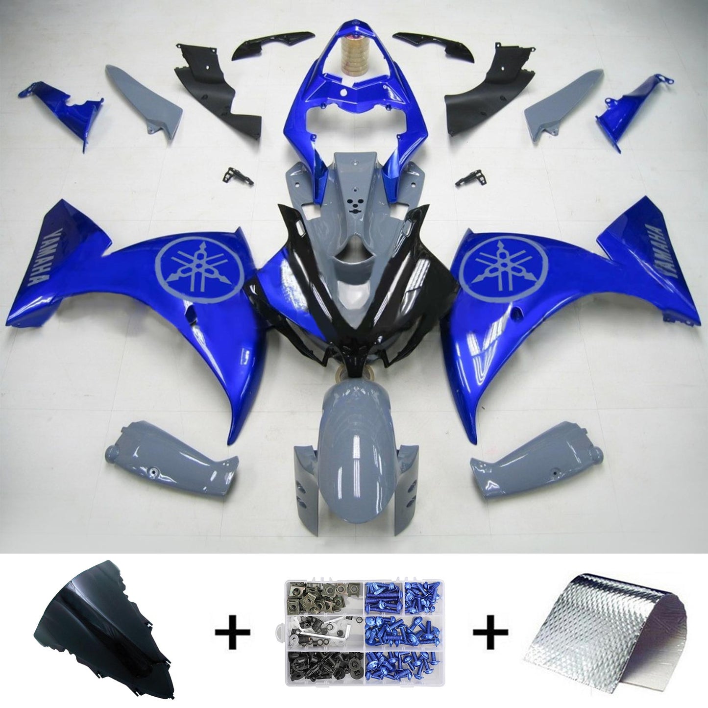 Amotopart Yamaha 2012-2014 YZF 1000 R1 Blue Grey Abzugskit