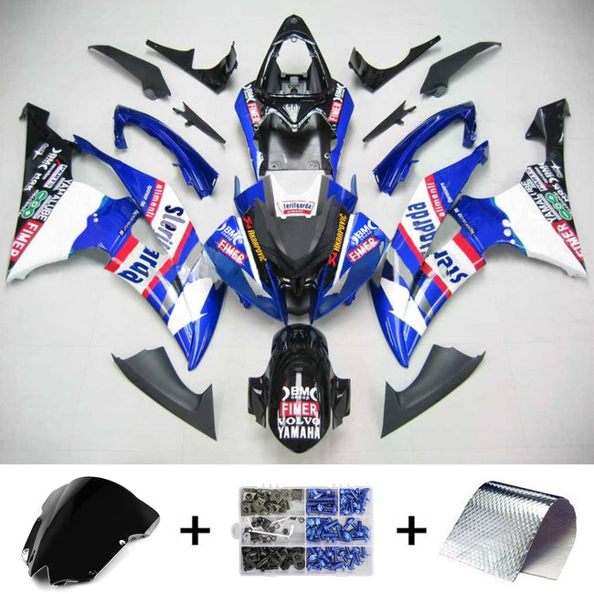 Amotopart Yamaha 2008-2016 YZF 600 R6 White Blue Fairing Kit