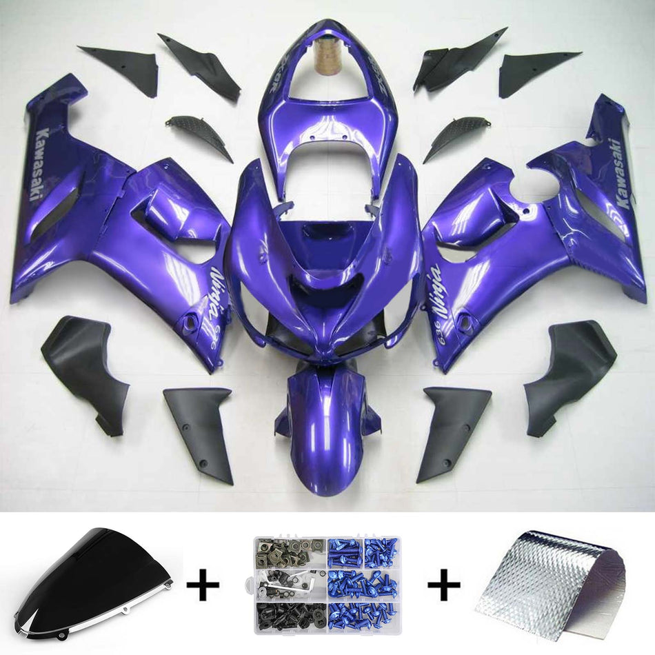 Amotopart Kawasaki 2005-2006 ZX6R 636 Blaues Verkleidungskit