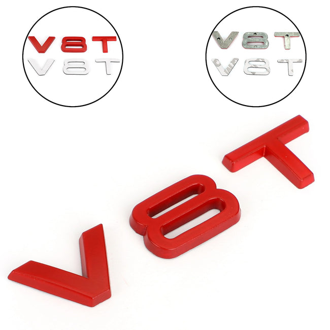 V8T Emblem Abzeichen passend für Audi A1 A3 A4 A5 A6 A7 Q3 Q5 Q7 S7 S7 S8 S4 Sq5 Rot