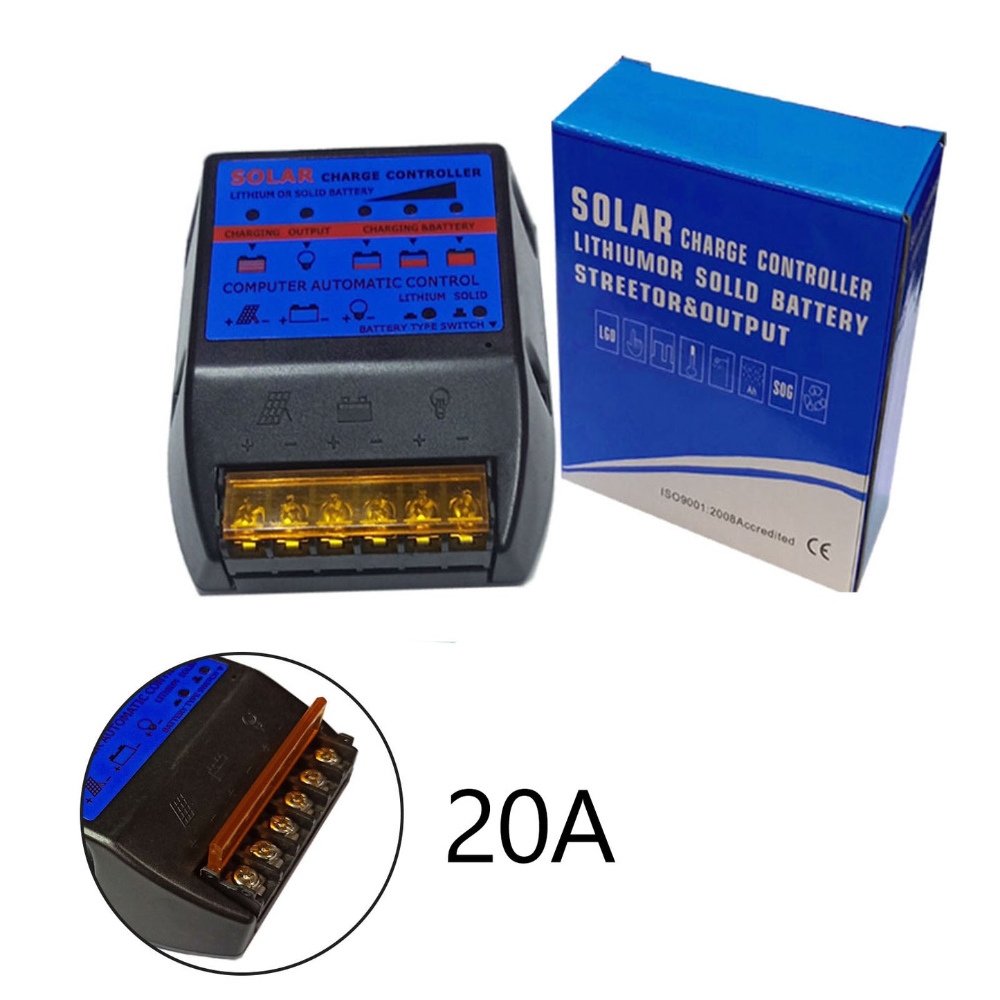 Solarladeregler 12V Solarpanel Batterieregler MCU Steueradapter Blau