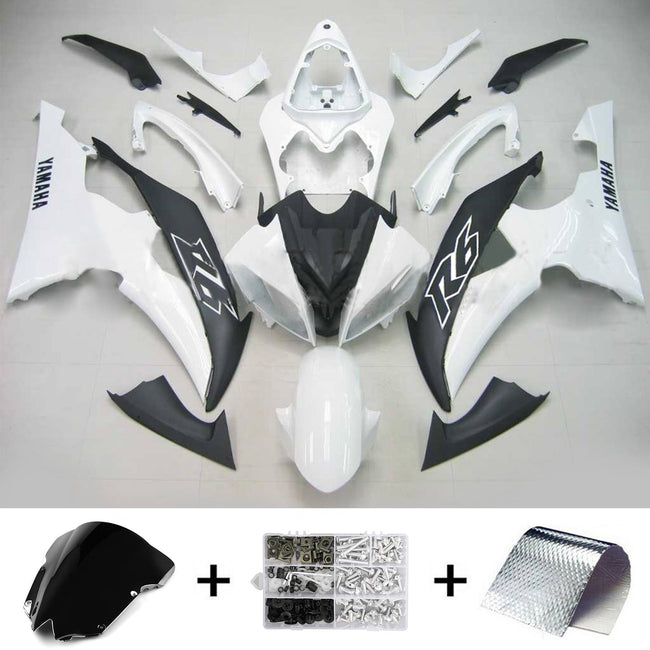 Amotopart Yamaha 2008-2016 YZF 600 R6 White Black Fearing Kit