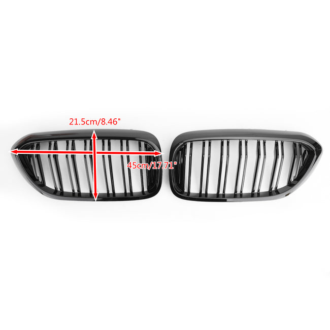 Front Kidney Grille Glossy Black Double Slat For BMW 5Series G30 G31 Sedan 17-19