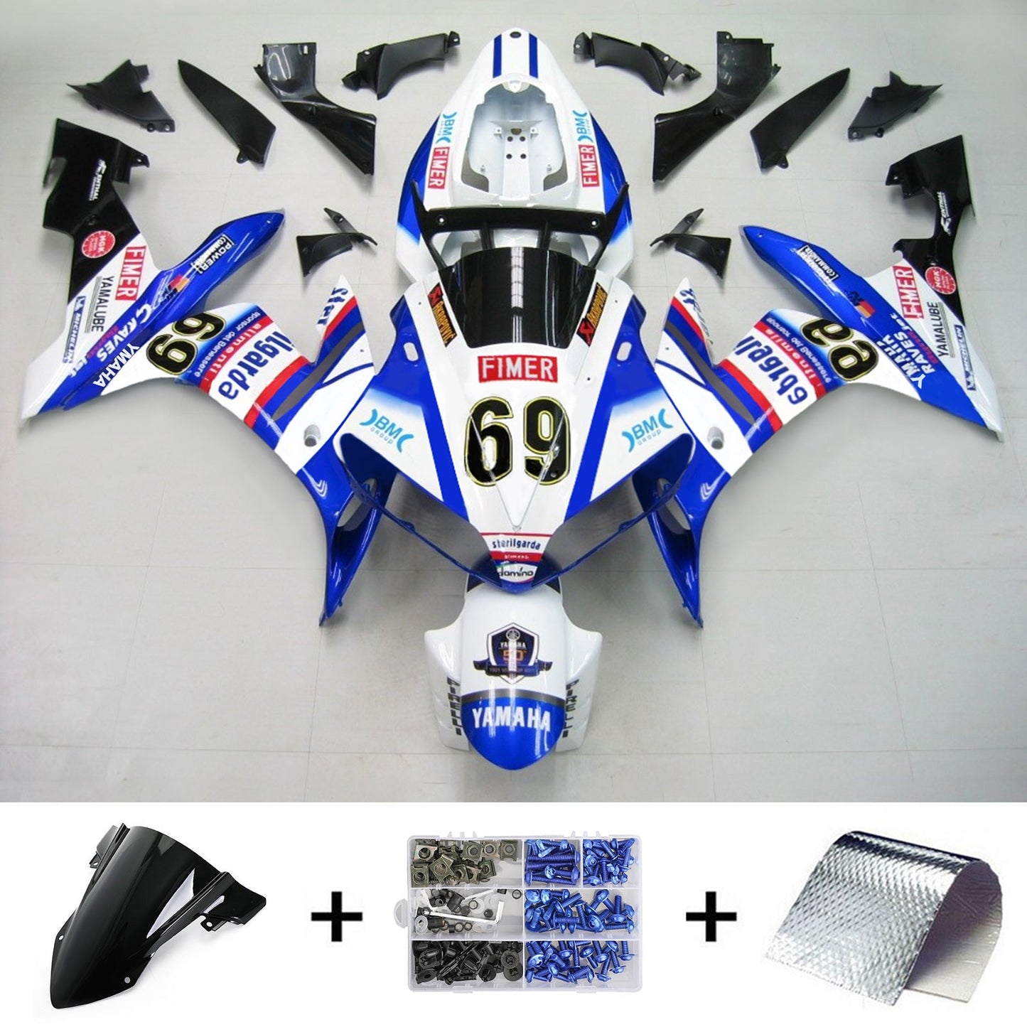 Amotopart Yamaha 2004-2006 YZF 1000 R1 Blue White Nr. 69 Abzugskit