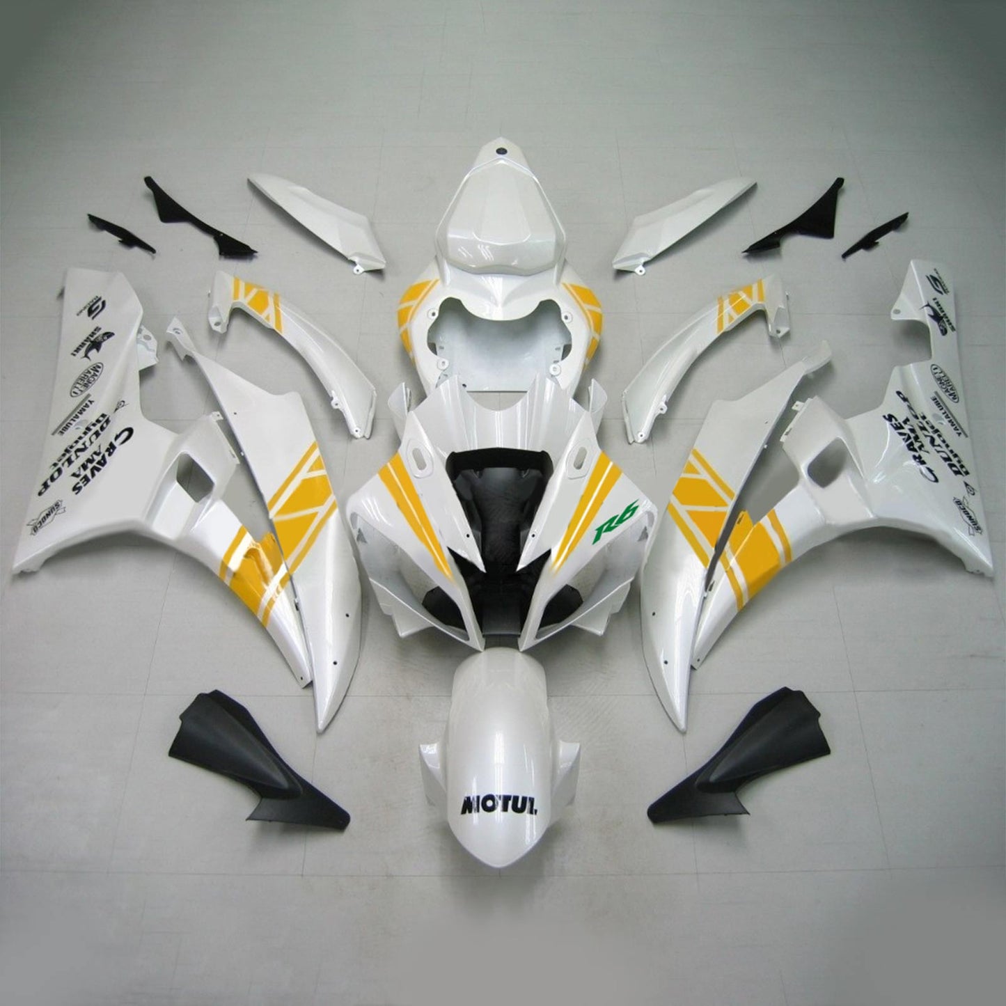 Amotopart Yamaha 2006-2007 YZF 600 R6 White Yellow Fearing Kit