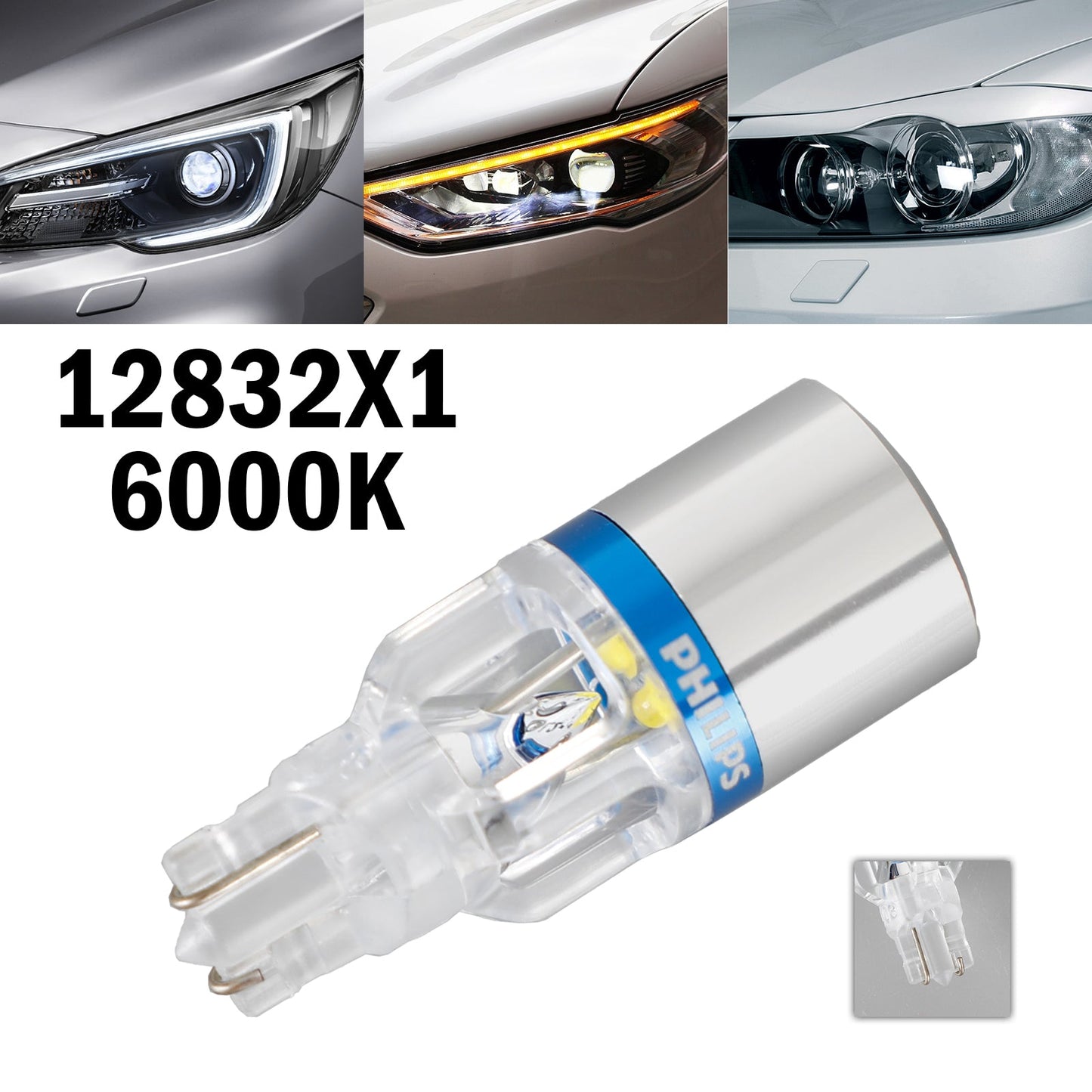 Pour Philips 12832X1 Auto X-treme Ultinon LED T16 12V3W 200LM 6000K W2.1 * 9.5D