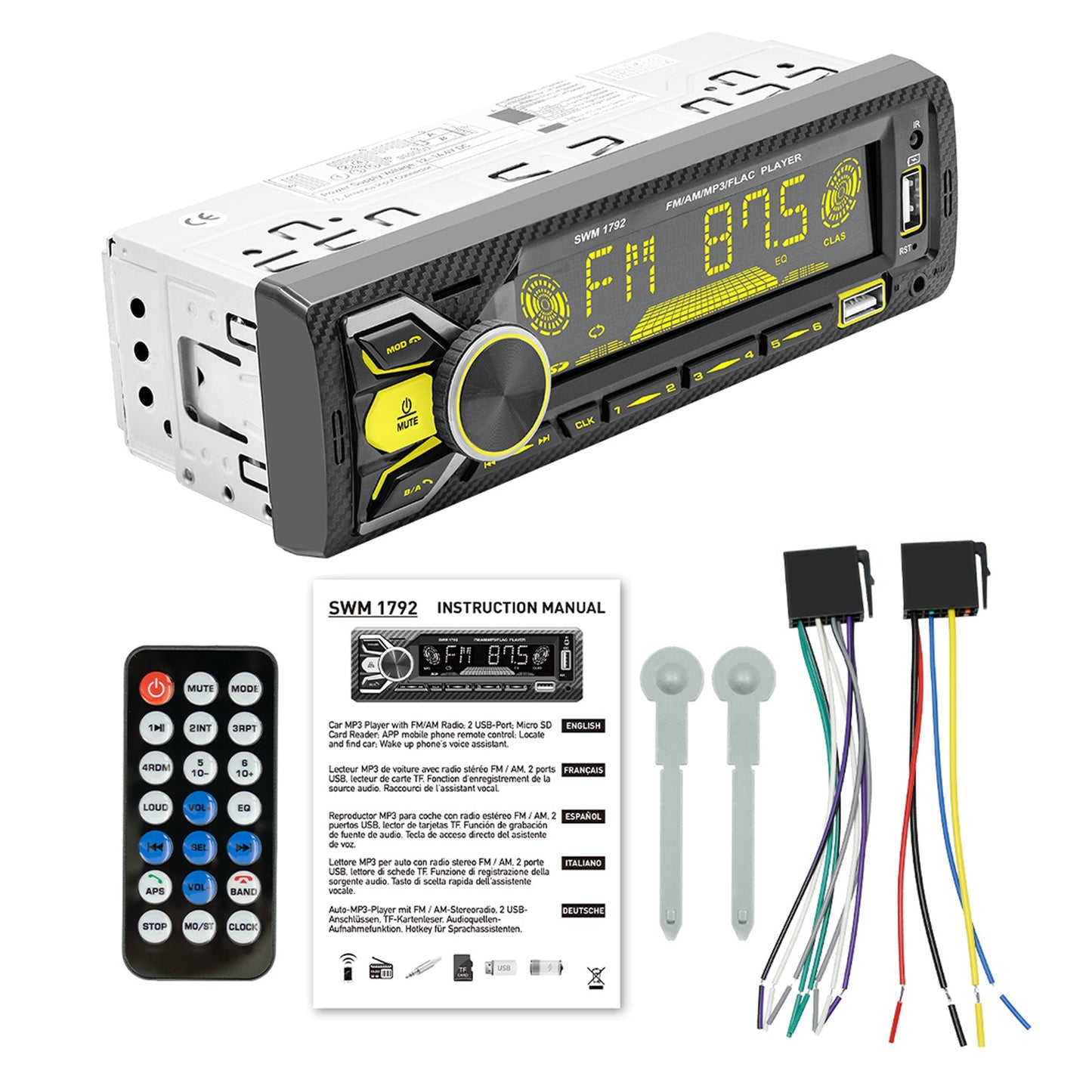 Dual-Bluetooth-Auto-Einzelspindel-Radio, bunte Musik, USB-Karte, Auto-MP3-Player