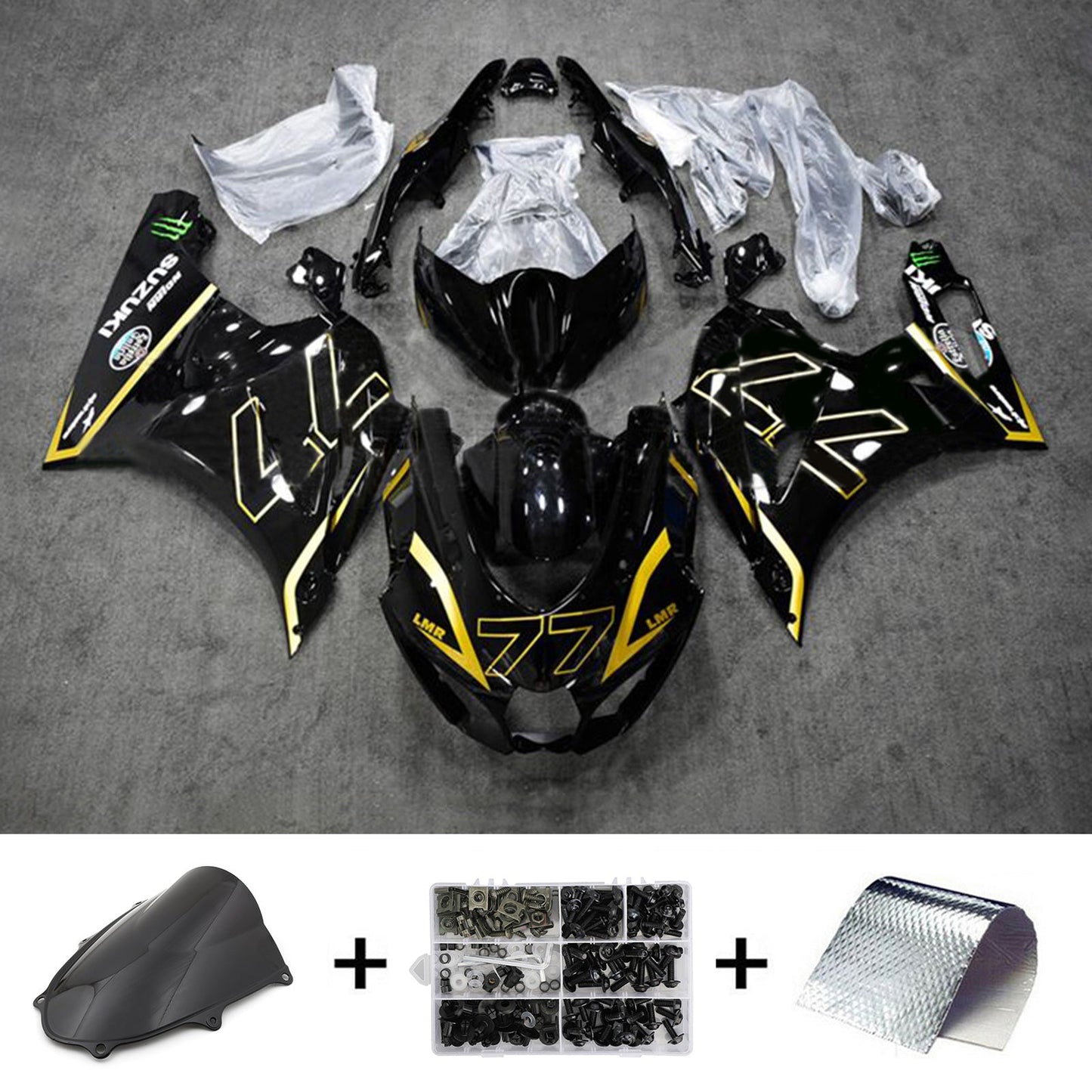 Amotopart Suzuki GSXR1000 2017–2023 K17 Verkleidungsset, Karosserie, Kunststoff, ABS