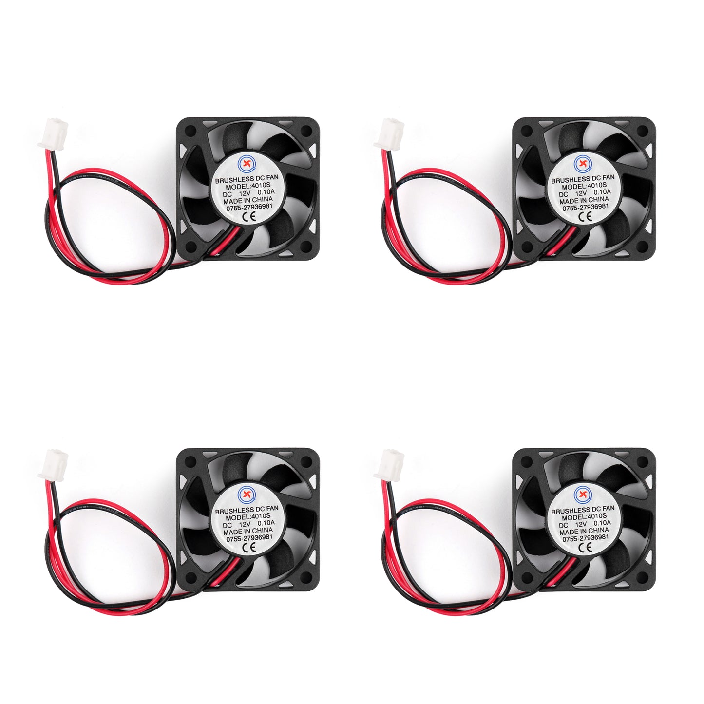 4pcs dc brushless refroidissement pc ordinateur ventilateur 12V 4010S 40x40x10mm 0.1a 2 broches fil