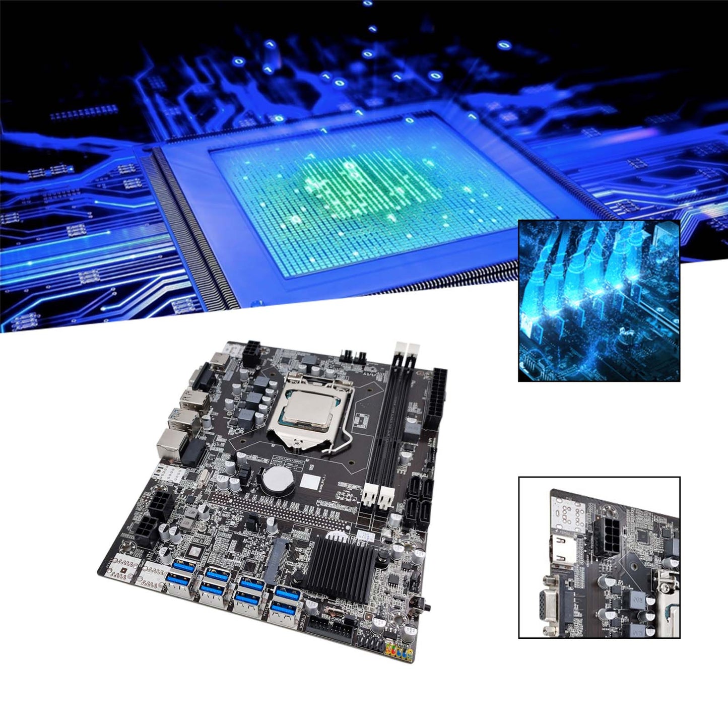 B250C PC Mining Carte mère BTC 12p PCI Express DDR4 pour LGA1151 Gen6/7
