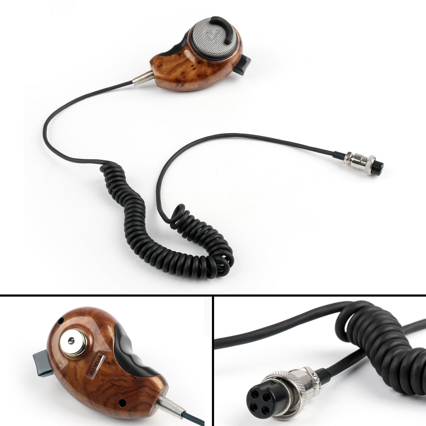 1 Stückesholzmaserung HG-M84W 4-Poliges CB-Mikrofon MIT Geräuschunterdruckung für Cobra Uniden